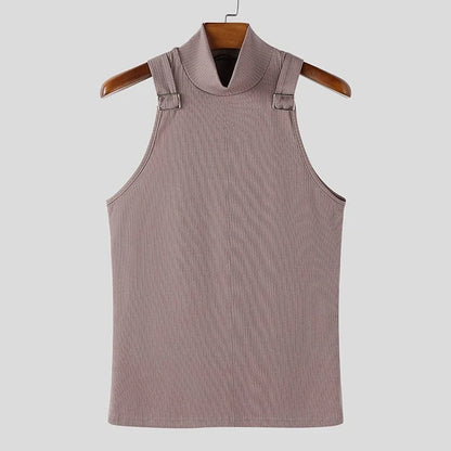 Purple / S Turtleneck Combat Ribbed Tank Top / Unisex