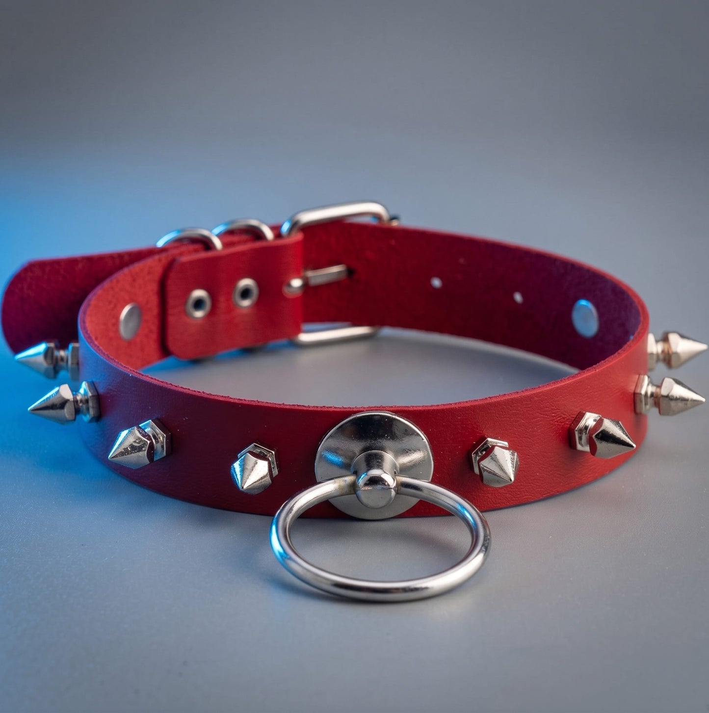 Red Chocker Spikes Punk Collar
