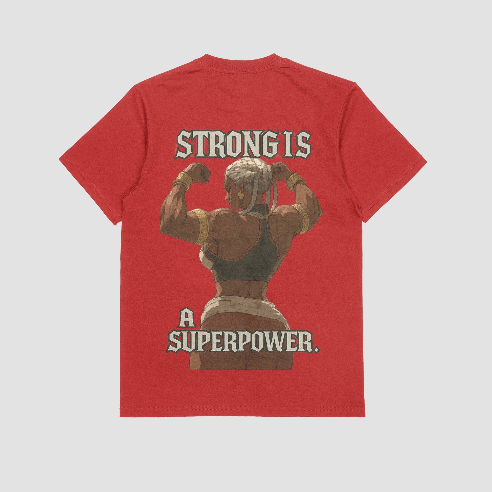 Red / M Ambessa "Strong is a superpower" Gym T-shirt (Oversize)
