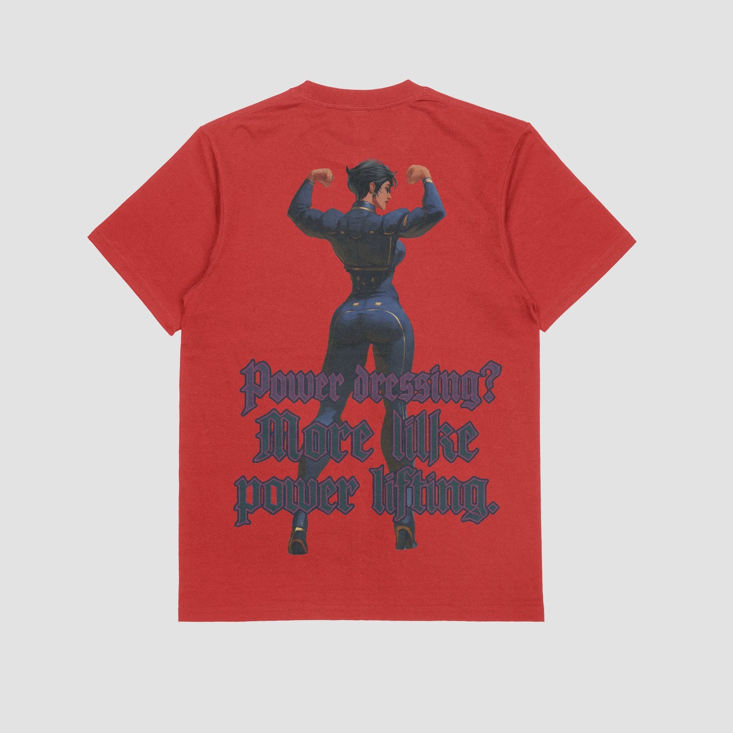 Red / M Caitlyn "Power Dressing? More like Powerlifting" Gym T-shirt (Oversized)