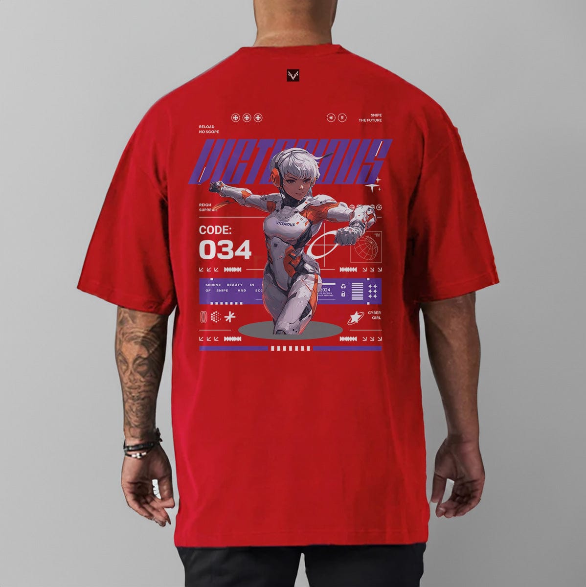 Red / M Victorious "VALKYRIE POWER" Gym T-shirt (Oversize)