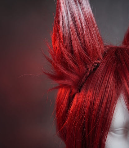Red Red Cosplay Wig x Long Fox Ears (White tips)