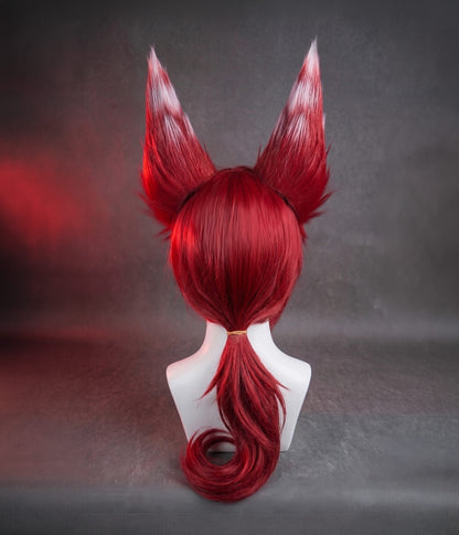 Red Red Cosplay Wig x Long Fox Ears (White tips)