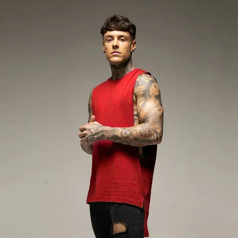 Red / S Plain Mens Fitness Sport Clothing/ Gym Bodybuilding Muscle Tank