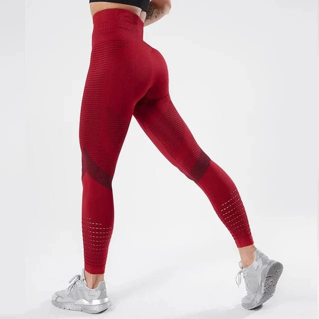 Red / S Women Fitness Leggings / Seamless High-Waist / Breathable Leggings for Gym (Comet)