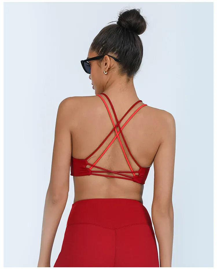 Red / S Women's Multicolor Back with Chest Pad Bra (Victorious FitLink Bra)