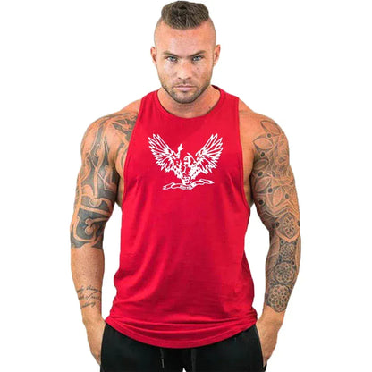 red14 / S Workout Gym Tank Top /Mens Muscle Sleeveless Sportswear Shirt / Bodybuilding
