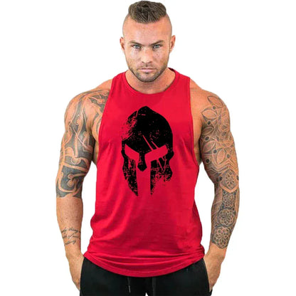 red3 / S Workout Gym Tank Top /Mens Muscle Sleeveless Sportswear Shirt / Bodybuilding