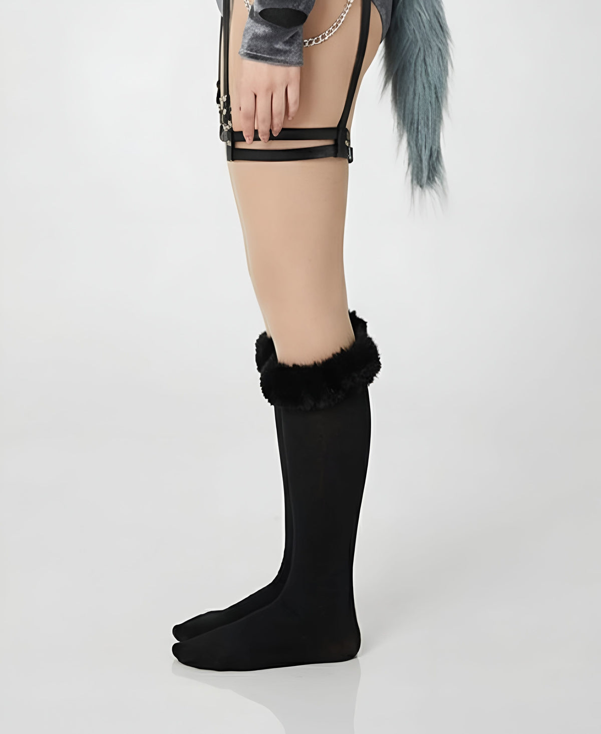 Rhydon Jumpwear Gothic Dark Style Bodysuit /Plush Hooded Detachable Wings