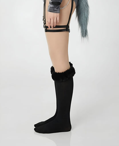 Rhydon Jumpwear Gothic Dark Style Bodysuit /Plush Hooded Detachable Wings