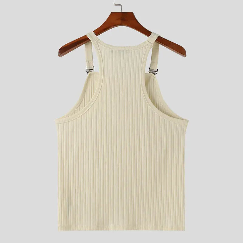 Ribbed Tank Top Unisex Solid Color Knitted / Casual & Sport