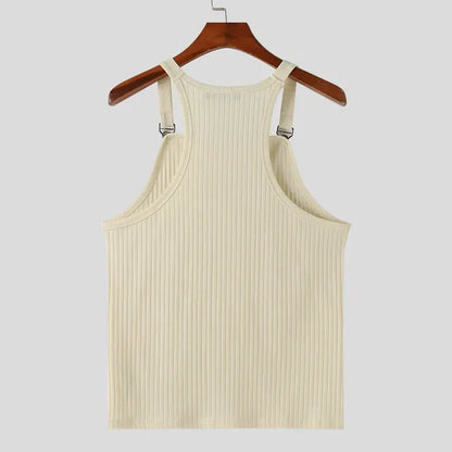 Ribbed Tank Top Unisex Solid Color Knitted / Casual & Sport