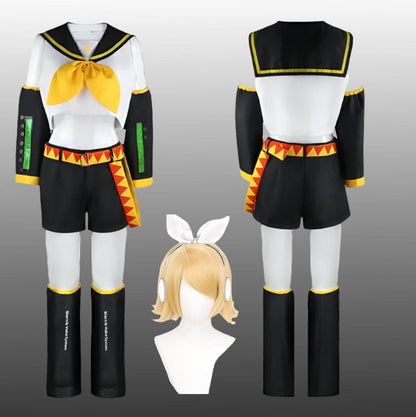 Rin costume wig / XS Rin & Len Anime Cosplay  / Kagamine JK Uniform