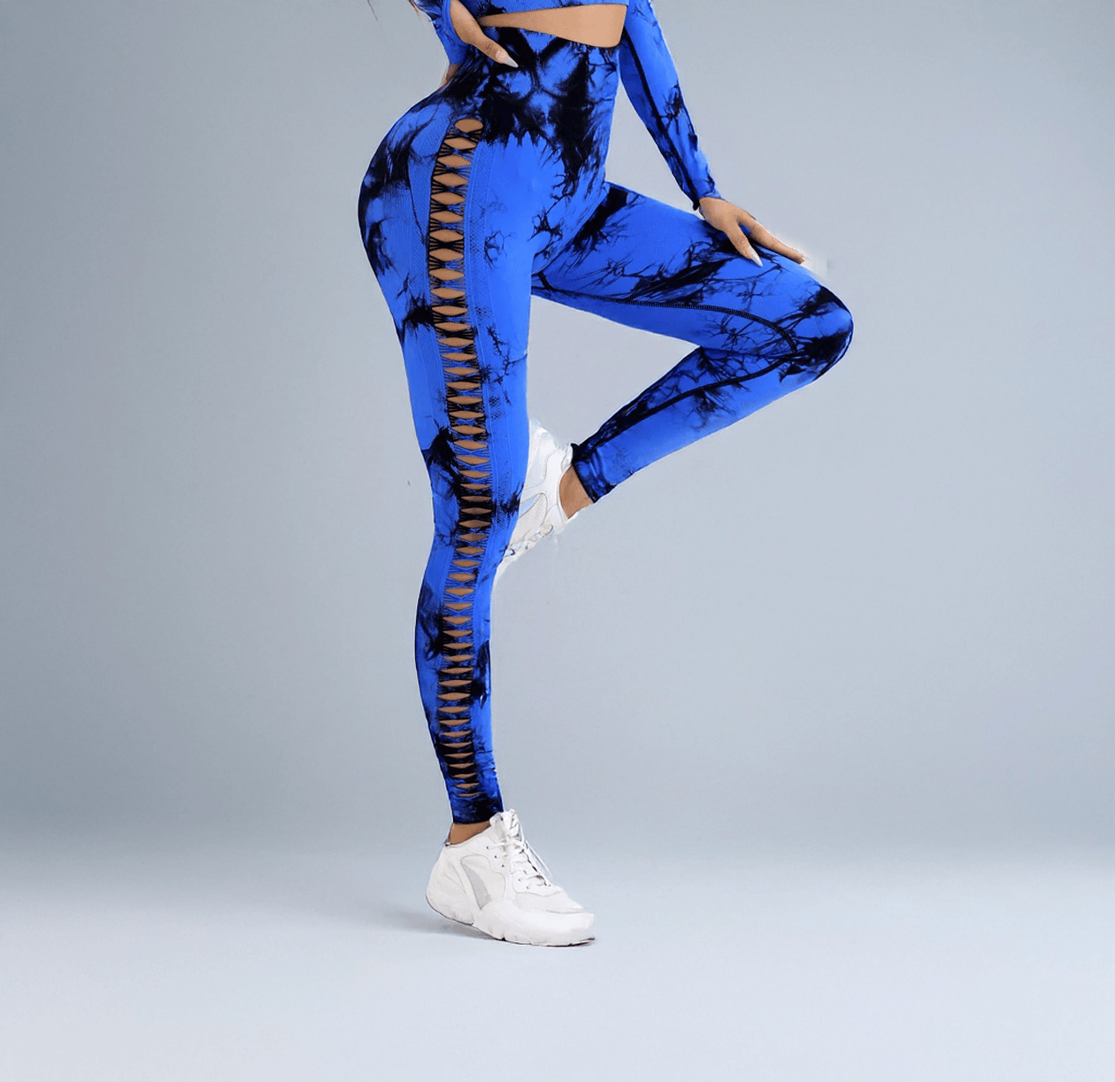 RoyalBlue / S Seamless Tie Dye Hollow Out Yoga Leggings