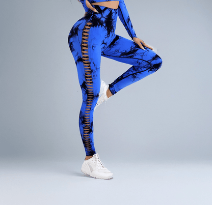 RoyalBlue / S Seamless Tie Dye Hollow Out Yoga Leggings