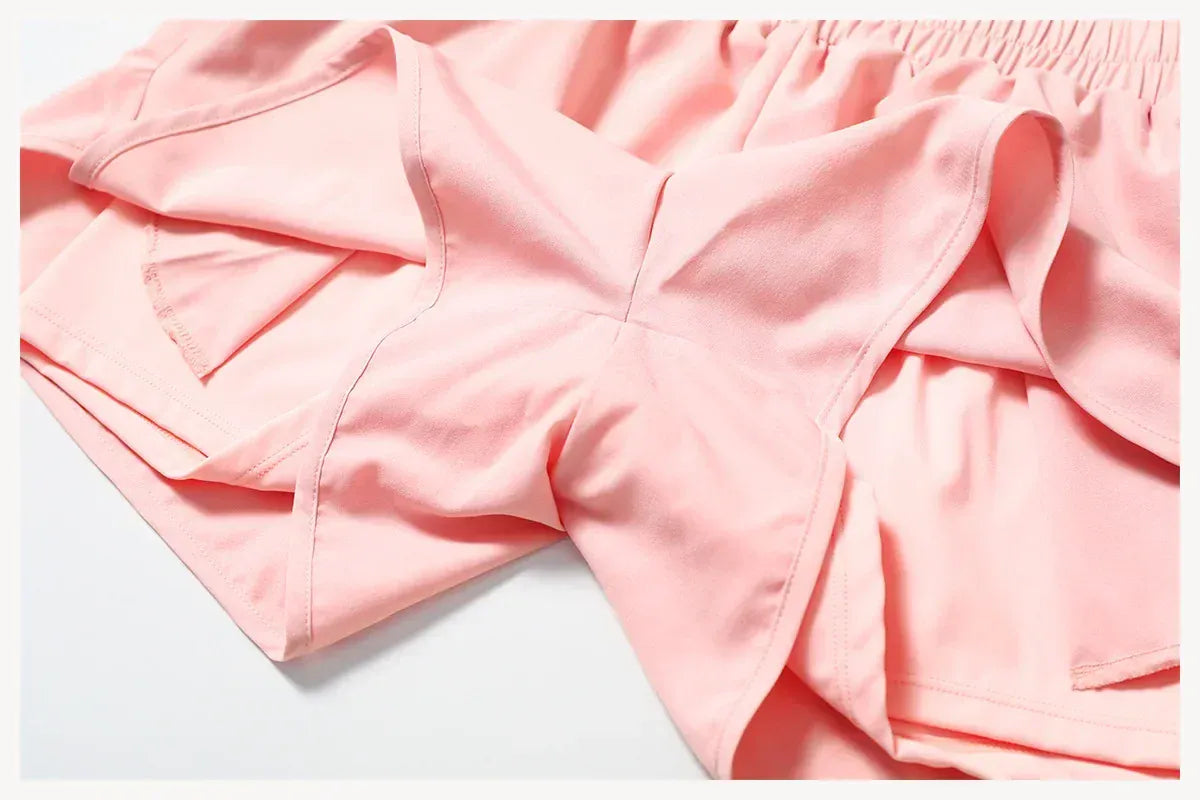 Running Shorts 2025 Summer Women 2 In 1 Sports Yoga Shorts With Pockets Quick-dry Solid Hip Lifting Fitness Shorts High Waist