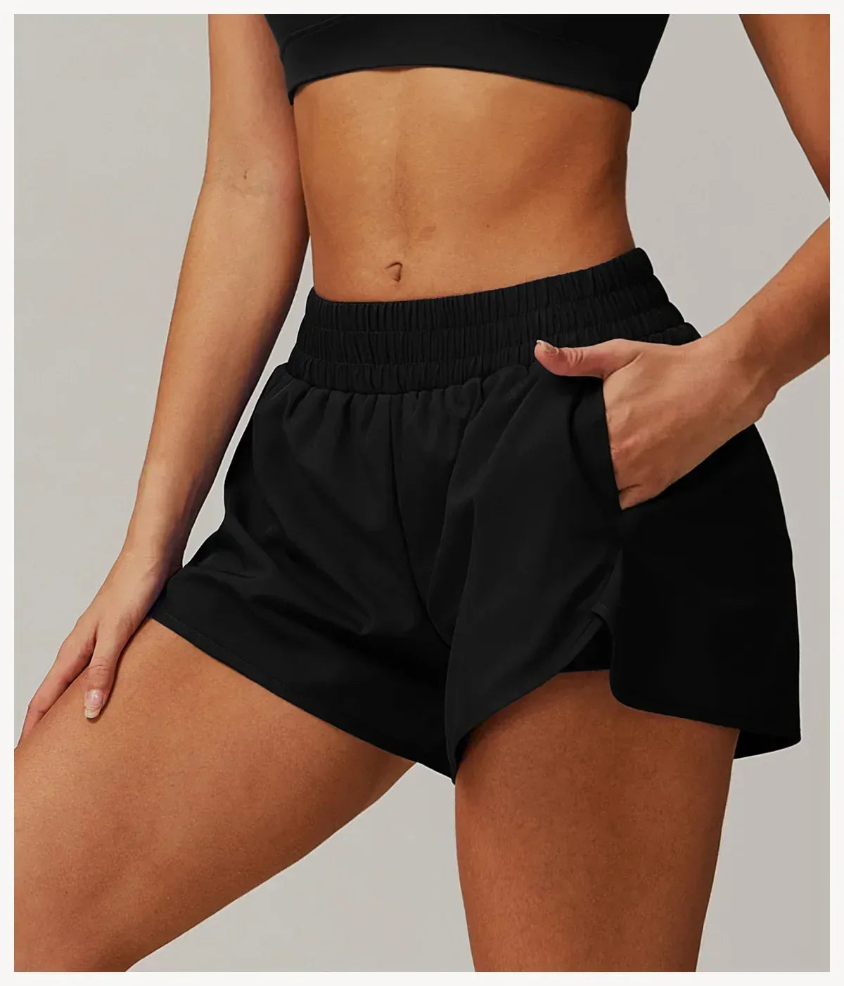Running Shorts 2025 Summer Women 2 In 1 Sports Yoga Shorts With Pockets Quick-dry Solid Hip Lifting Fitness Shorts High Waist