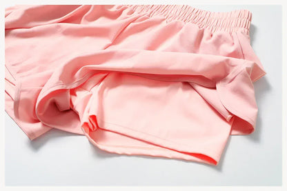 Running Shorts 2025 Summer Women 2 In 1 Sports Yoga Shorts With Pockets Quick-dry Solid Hip Lifting Fitness Shorts High Waist