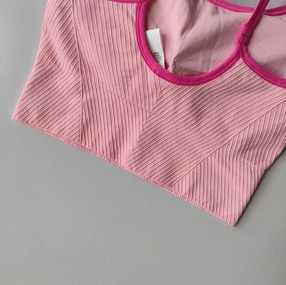 Color Blocking Sports Bra for Women / Fixed Cup Fitness Bra / Gym Bra