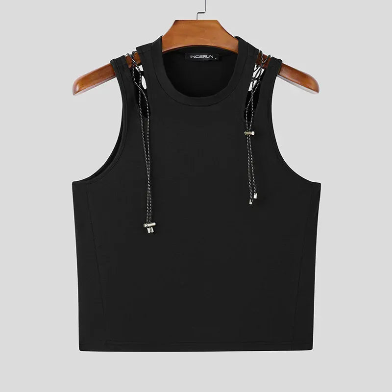 S / Black Mesh Tech Hollow Ribbed Tank Top/ Unisex / activewear & casual