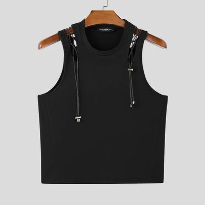 S / Black Mesh Tech Hollow Ribbed Tank Top/ Unisex / activewear & casual