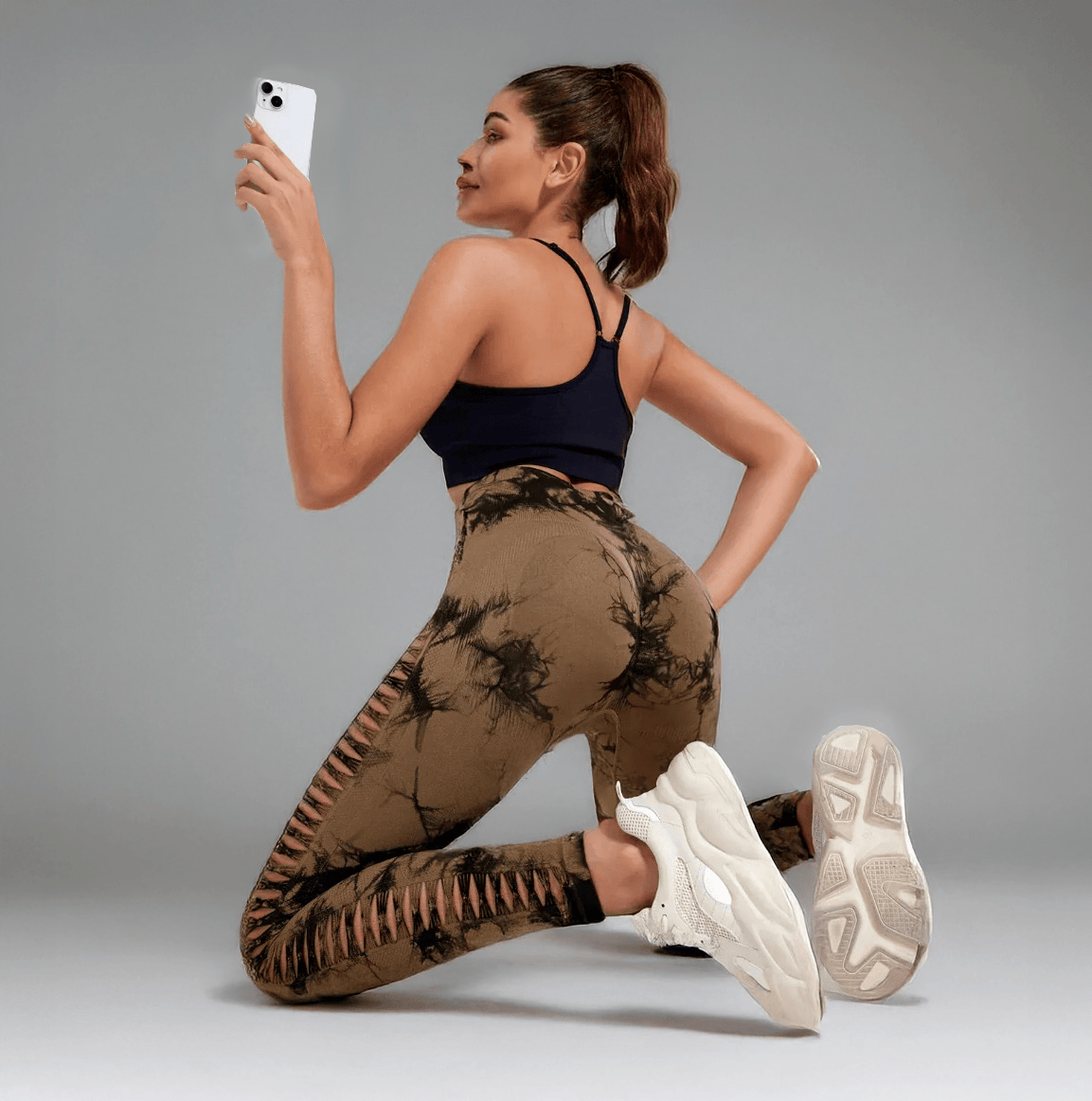 Seamless Tie Dye Hollow Out Yoga Leggings