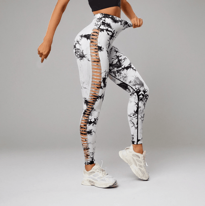 Seamless Tie Dye Hollow Out Yoga Leggings