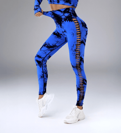 Seamless Tie Dye Hollow Out Yoga Leggings
