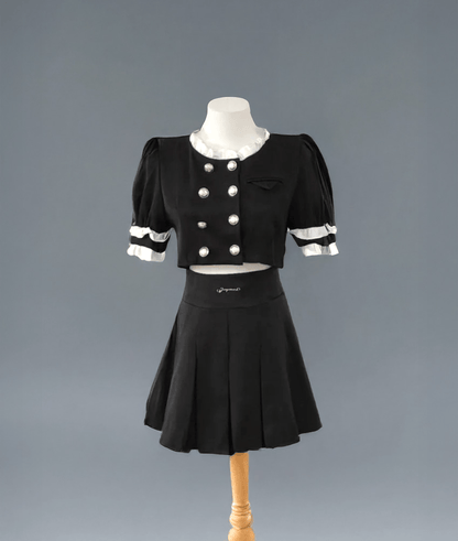 Set / S Double Layer Coat 2 Piece Set/ Pleated Skirt Kawaii Outfit