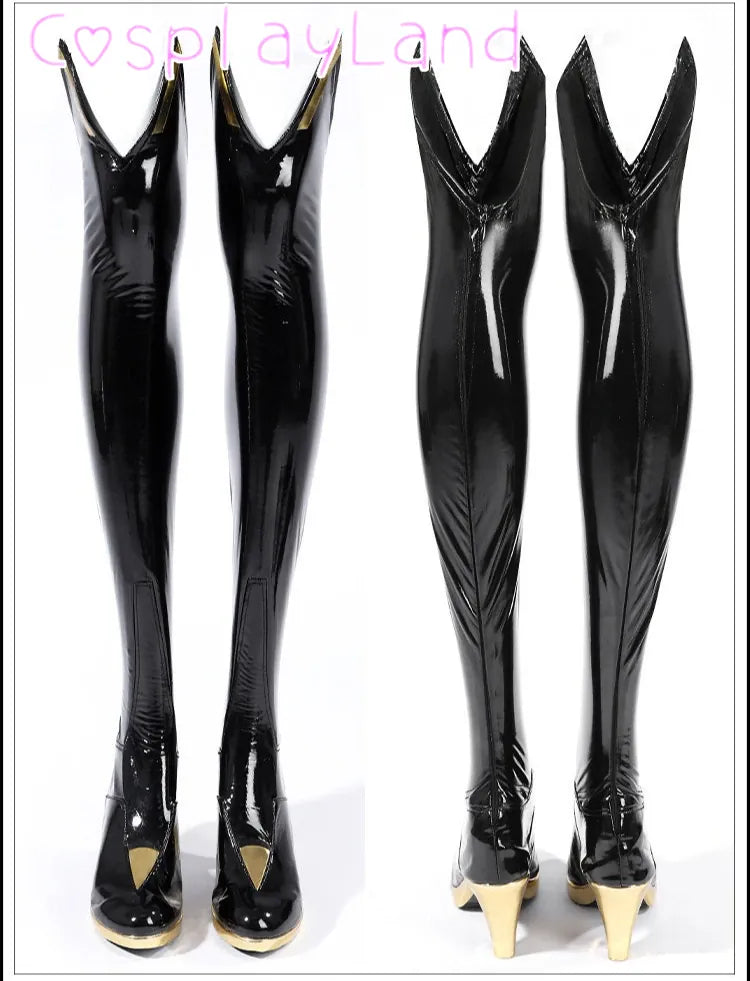 Shoes / XXL / Rivals Game Rivals High Quality Emma Frost Cosplay Costume Full Set PU Leather Outfit Halloween Women Suit White Queen Battle Suit