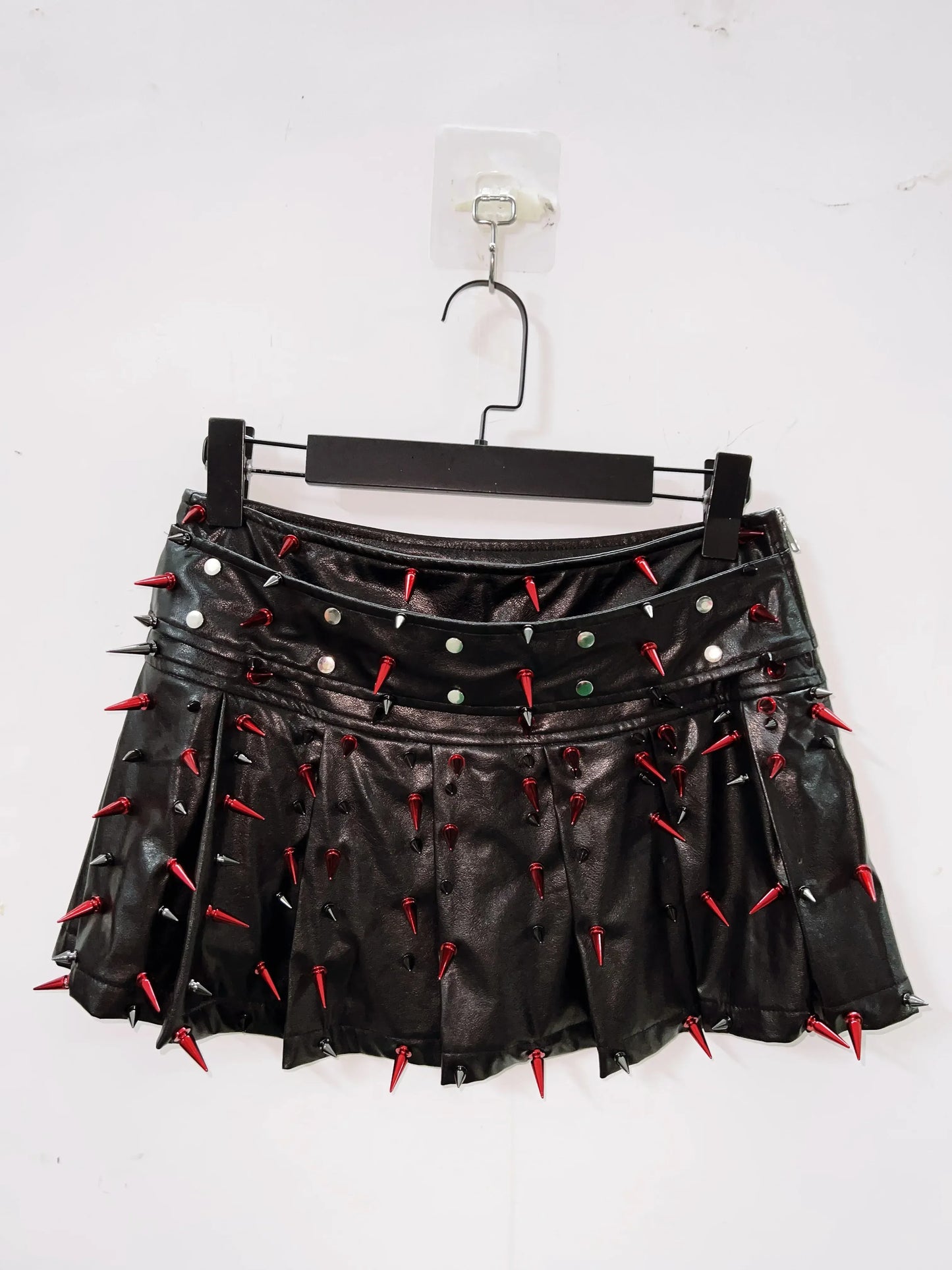 Short skirts / L Gothic Full Outfit clothes  / Red Spikes and Black set