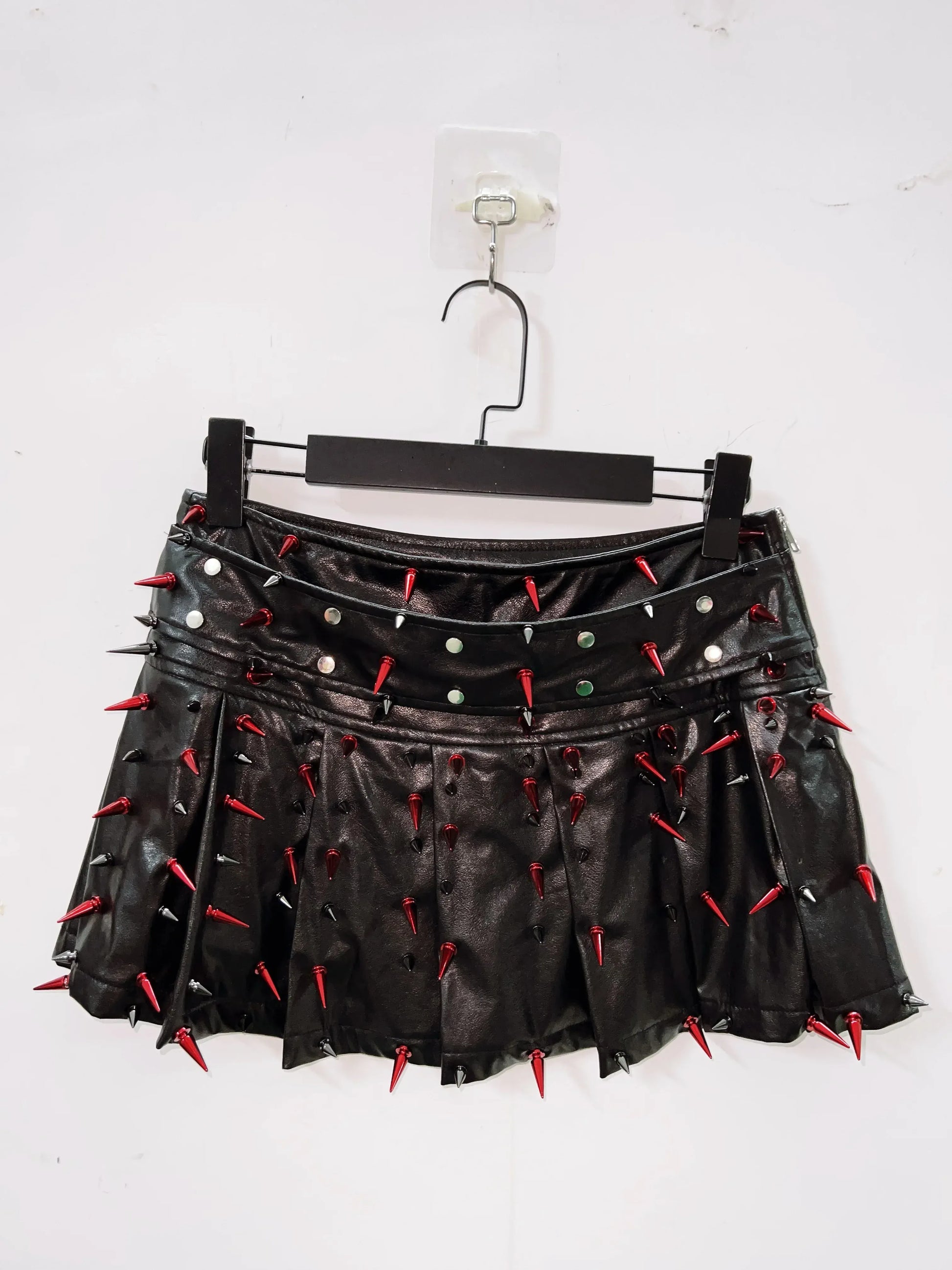 Short skirts / L Gothic Full Outfit clothes  / Red Spikes and Black set