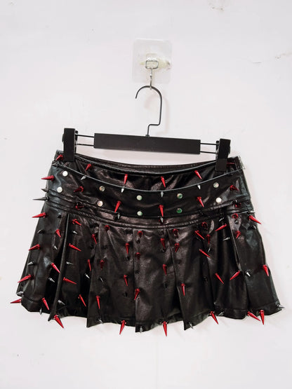 Short skirts / L Gothic Full Outfit clothes  / Red Spikes and Black set