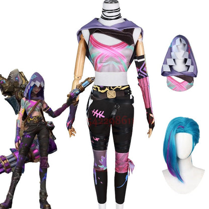 short wig jinx cos / XS Arcane 2 Fractured Jinx Cosplay