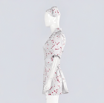 Silent Hill Nurse Cosplay Hill Nurse Cosplay / White Bloodstained Uniform with Belt and Hat