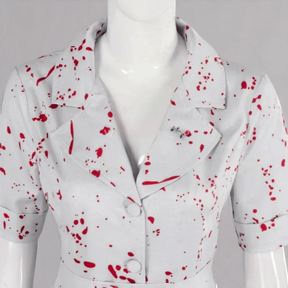 Silent Hill Nurse Cosplay Hill Nurse Cosplay / White Bloodstained Uniform with Belt and Hat