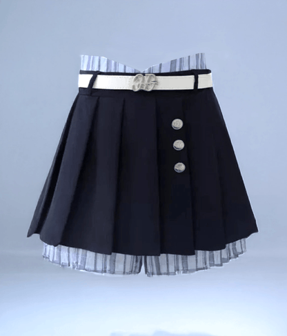 Skirt / S Navy Blue Academy Style Kawaii Set/ Two Short Cardigan Half Skirt Two Piece Seta