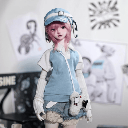 Sky Blue Kawaii Harajuku Style Fashion BJD Doll - Victorious (Pink hair)
