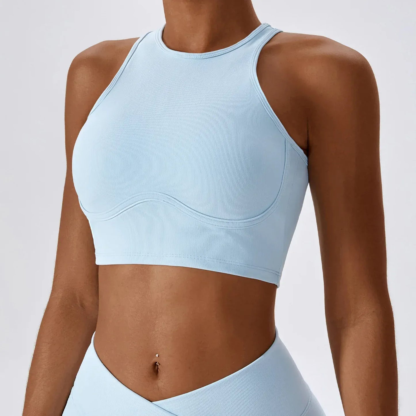Sky blue / S Victorious Frontier Ribbed Crop Top