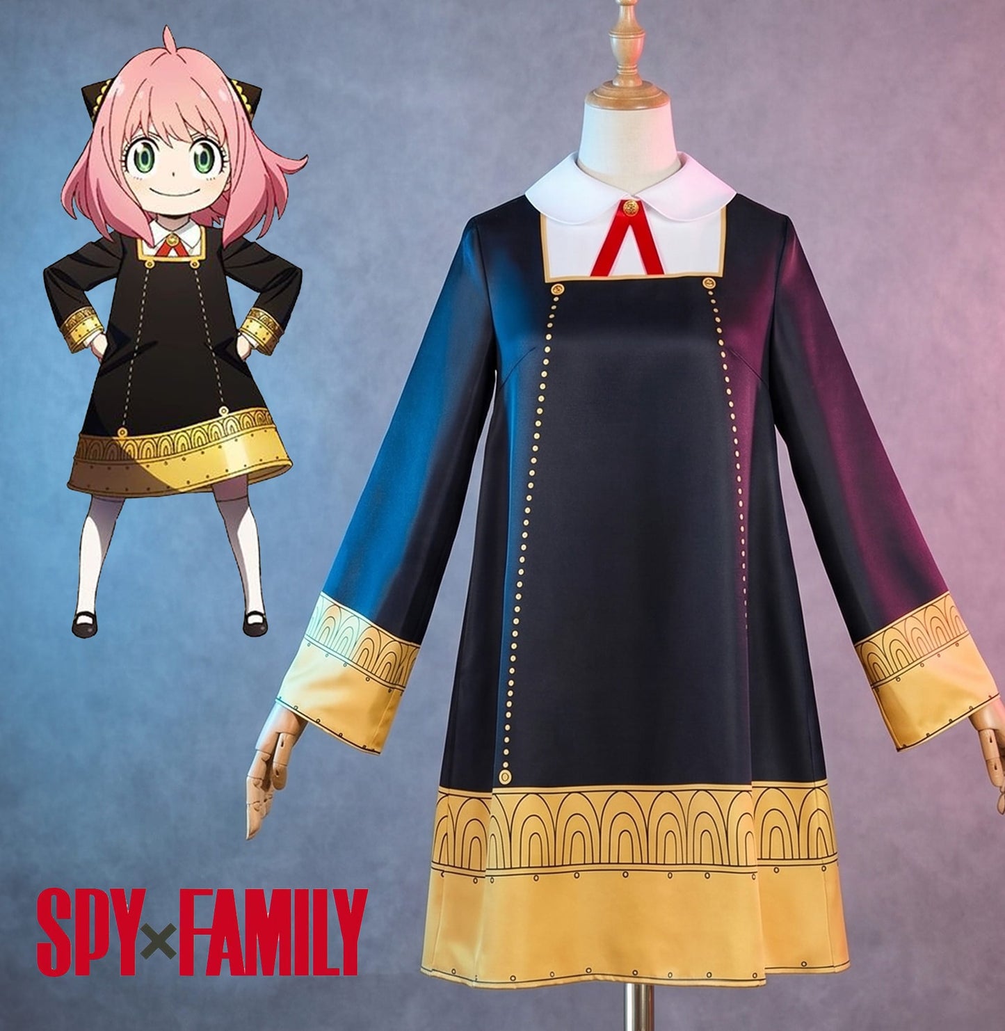 SPY X FAMILY Anya Forger Cosplay / Costume Black Dress