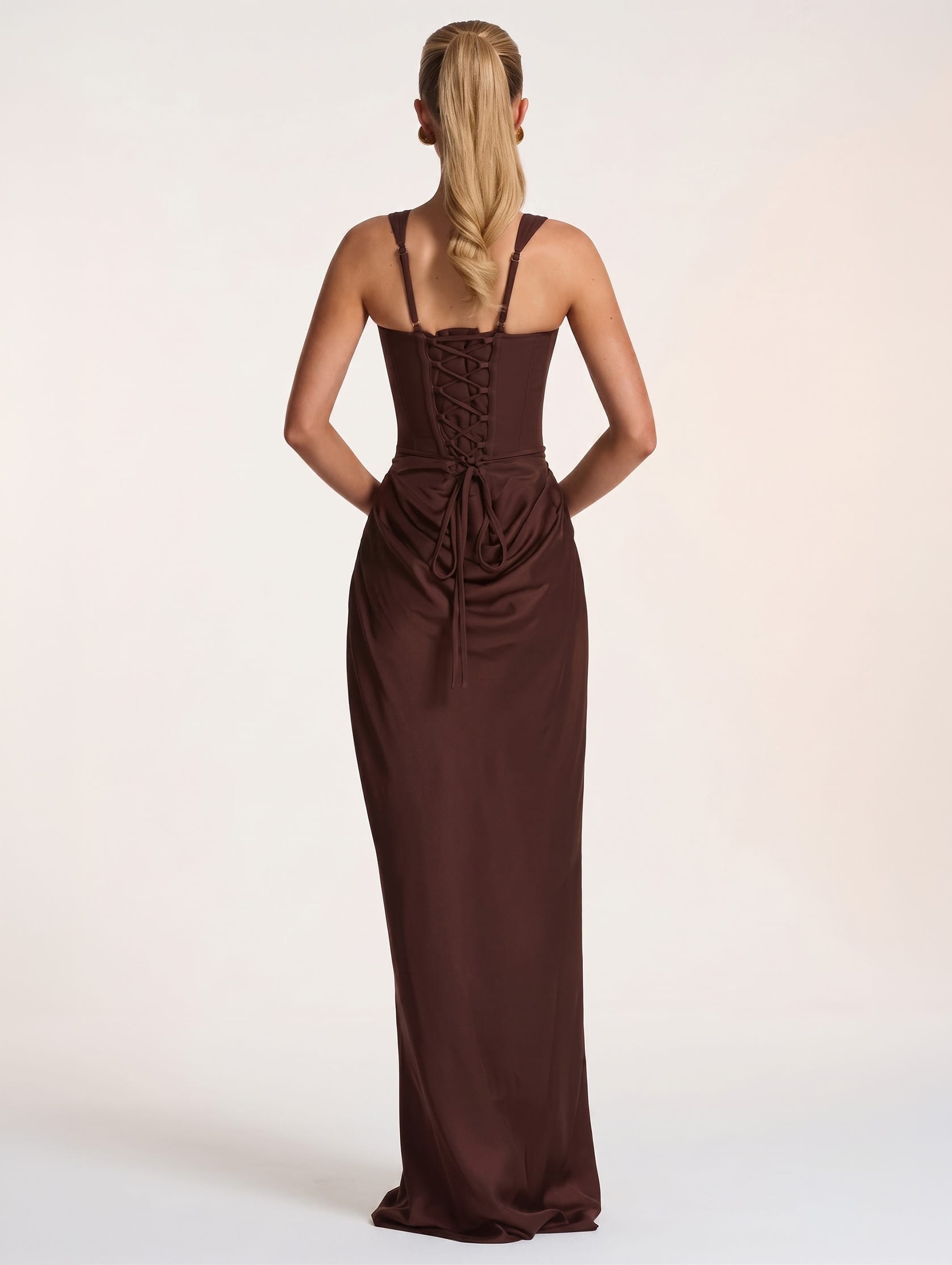Square Low Neck Prom Dress/ Solid Pleated Sling Dress