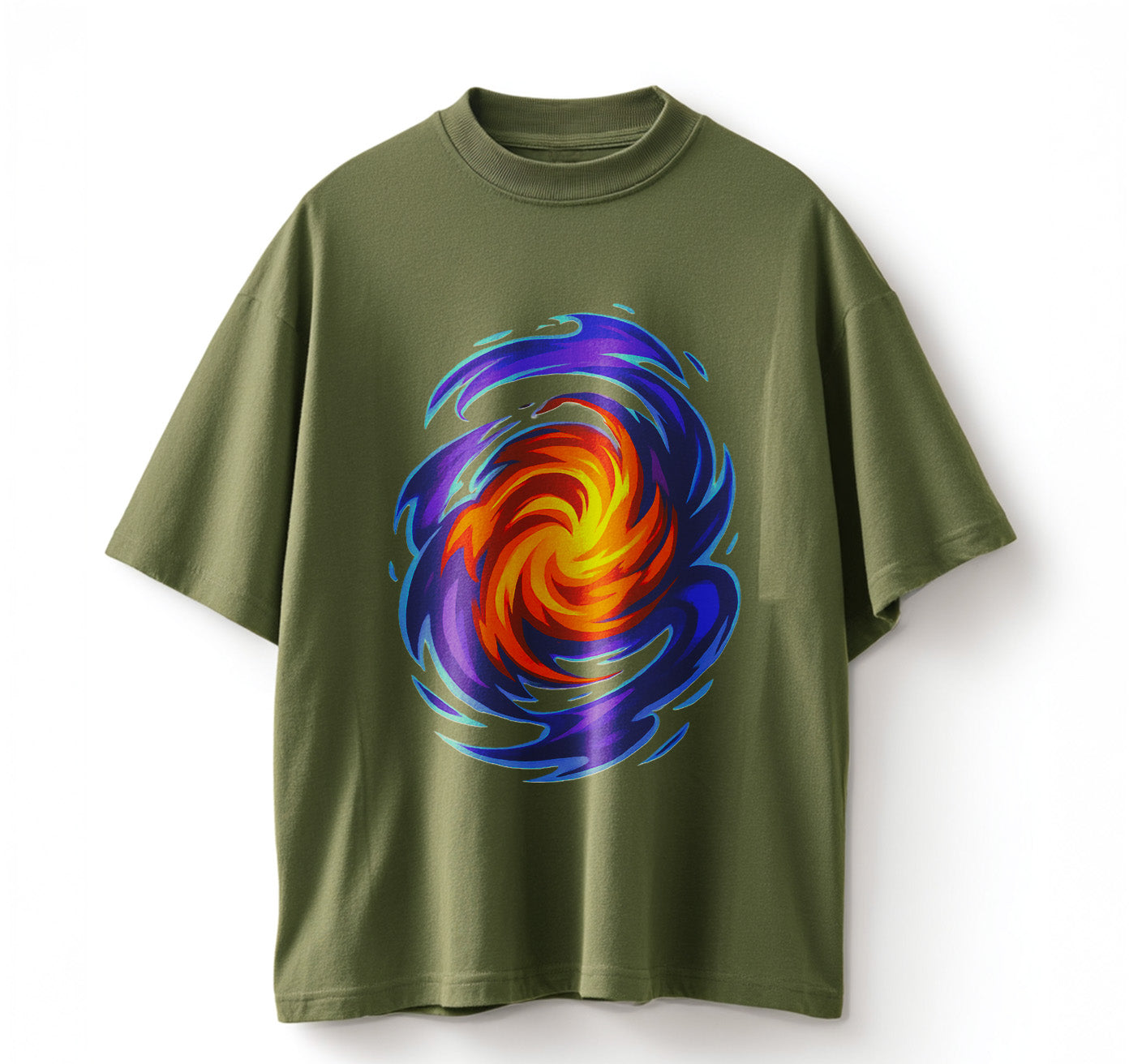 Swirling Energy Flames Anime Oversize T-Shirt