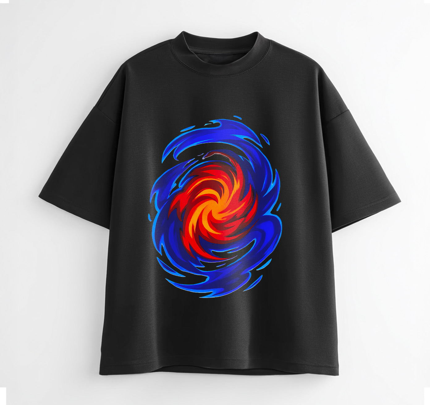 Swirling Energy Flames Anime Oversize T-Shirt