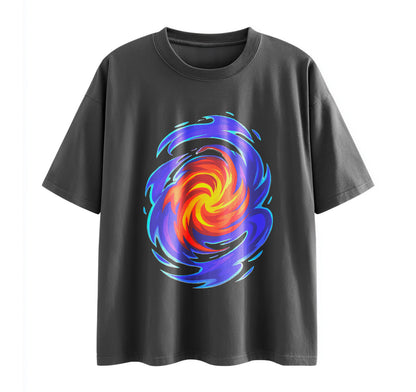 Swirling Energy Flames Anime Oversize T-Shirt
