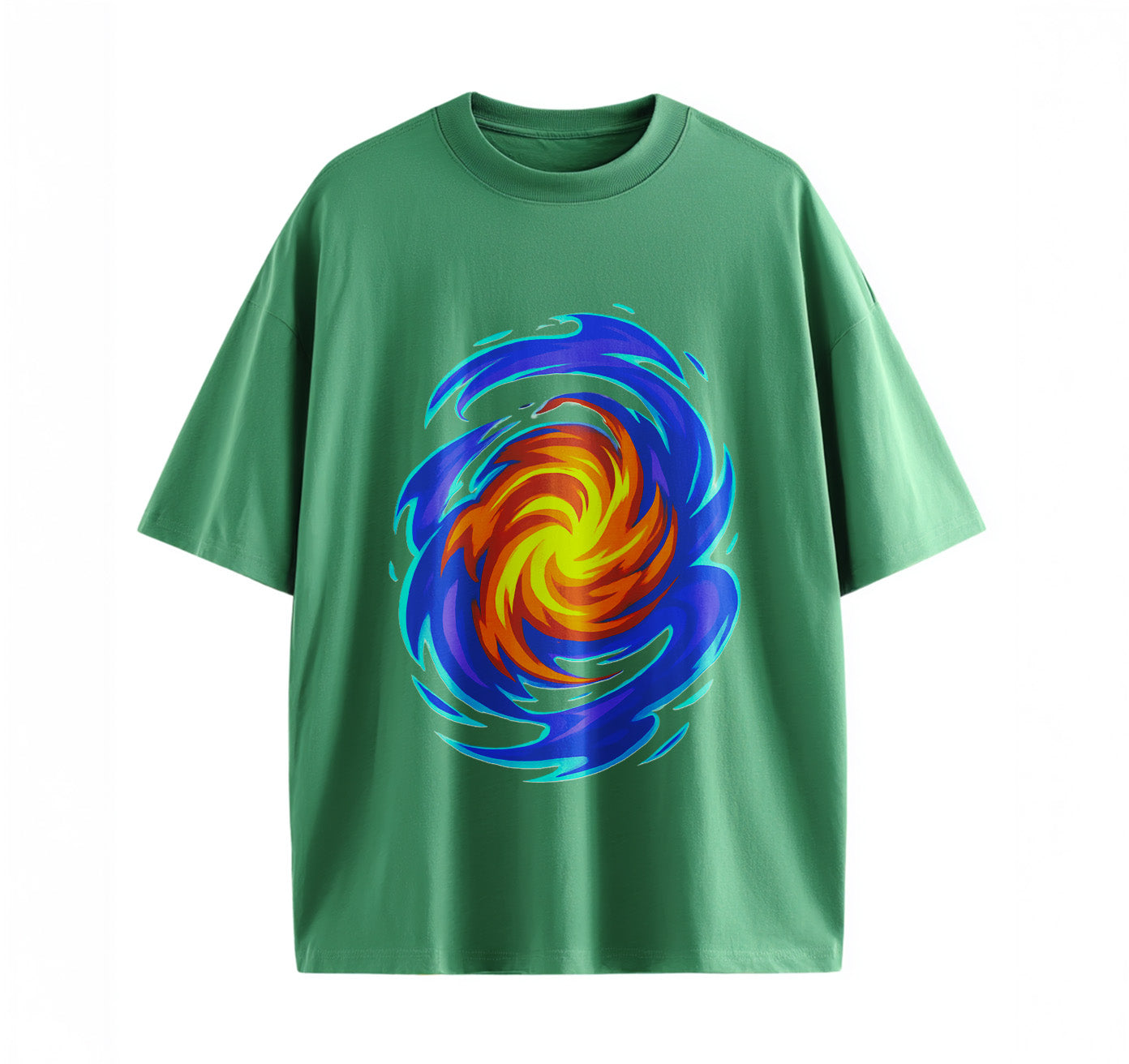 Swirling Energy Flames Anime Oversize T-Shirt