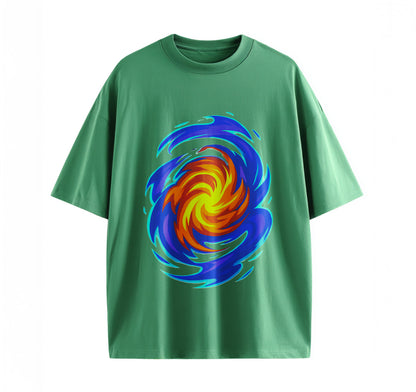 Swirling Energy Flames Anime Oversize T-Shirt