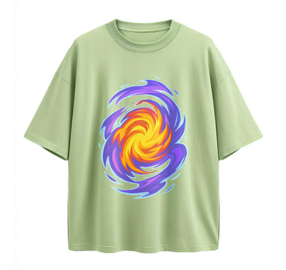 Swirling Energy Flames Anime Oversize T-Shirt