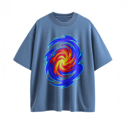 Swirling Energy Flames Anime Oversize T-Shirt