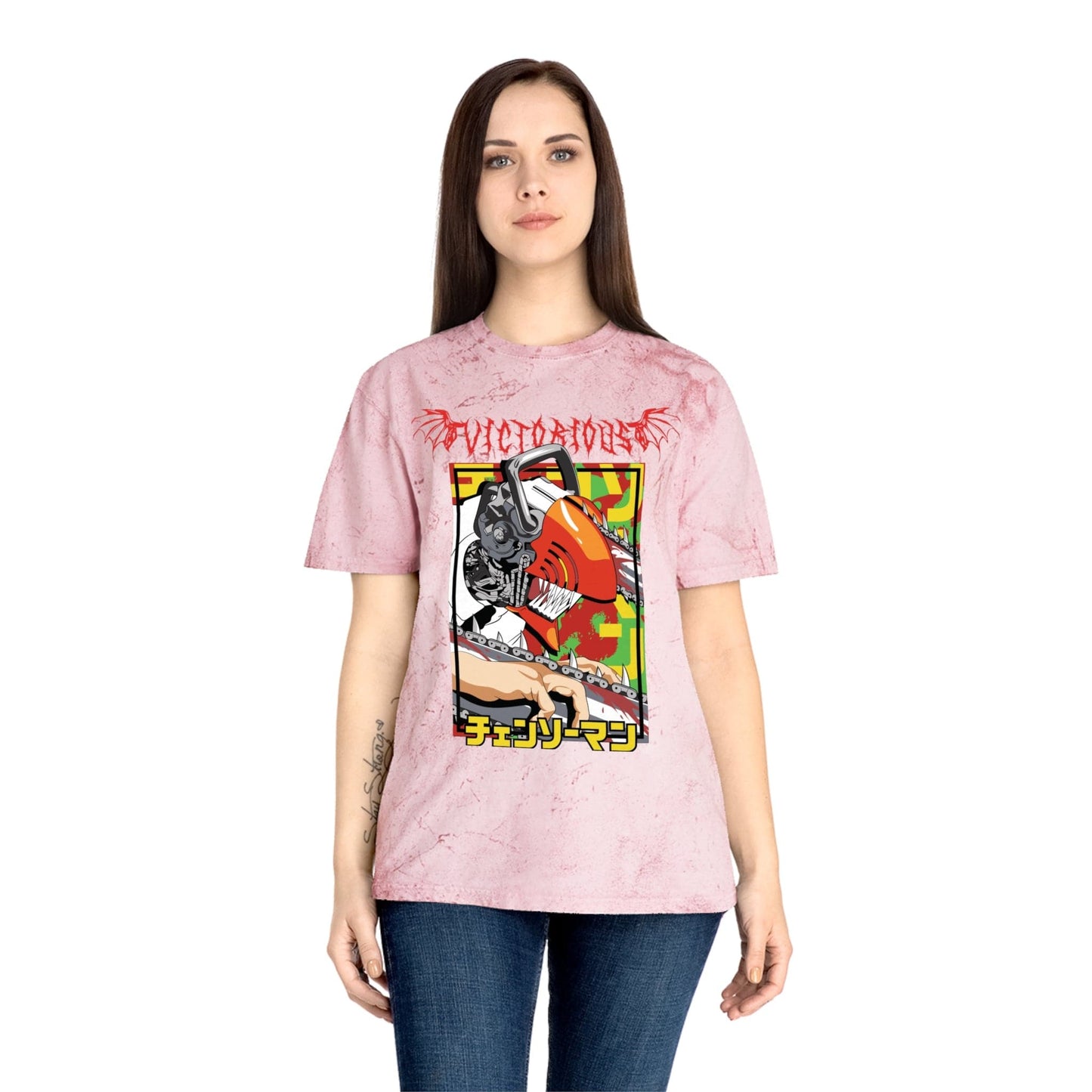 T-Shirt Anime Chainsaw Man Denji (Full Throttle) - Tie Dye Vintage Style T-shirt