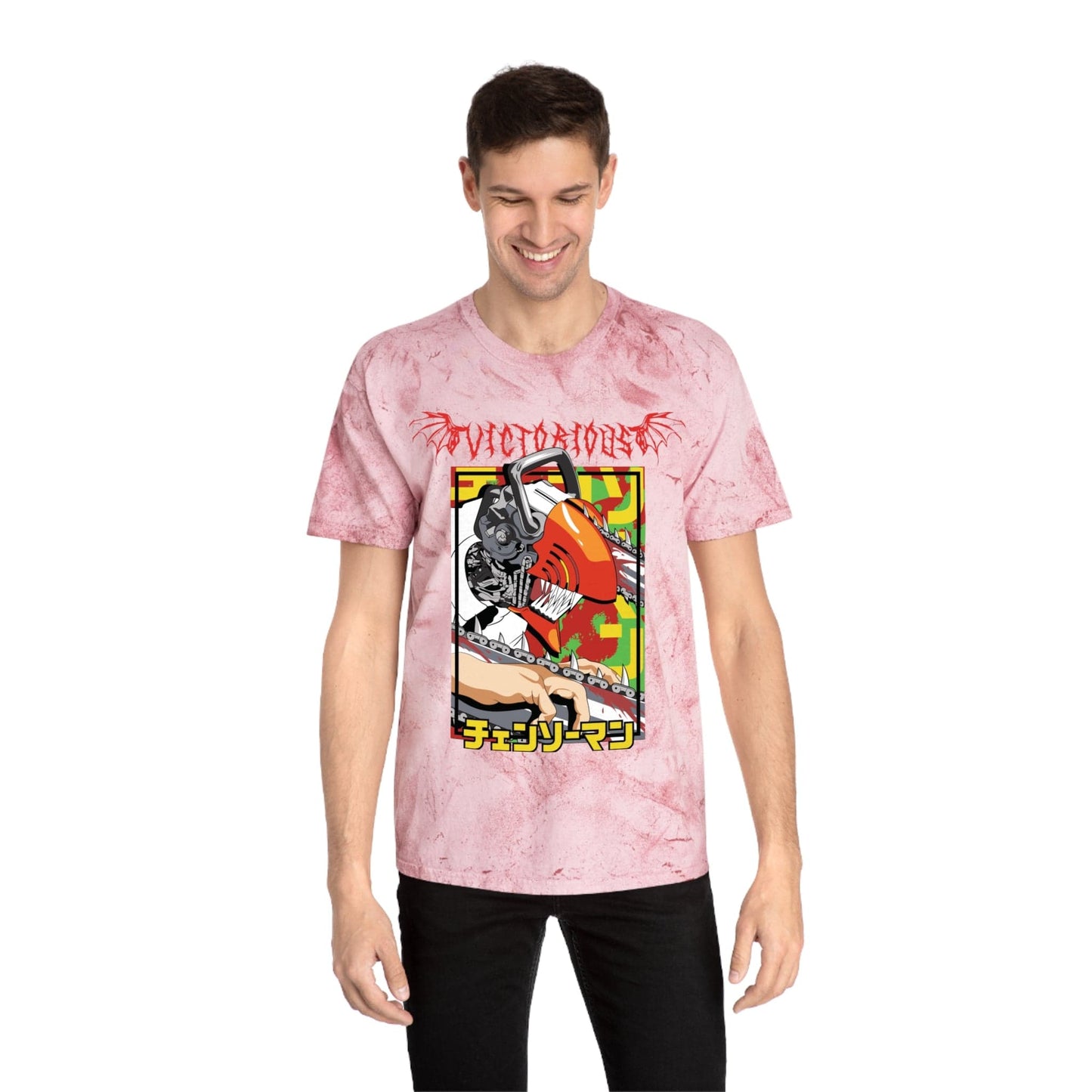 T-Shirt Anime Chainsaw Man Denji (Full Throttle) - Tie Dye Vintage Style T-shirt